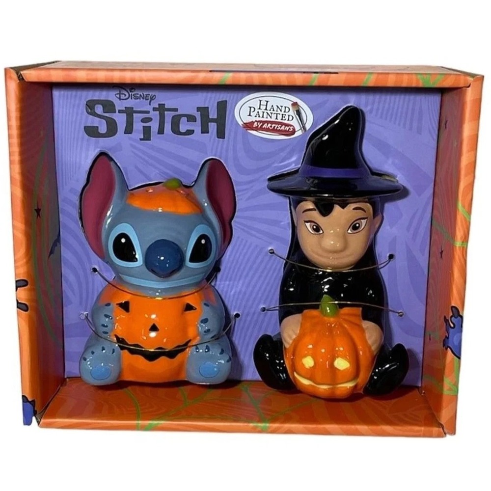 Disney Halloween Lilo & Stitch Ceramic Salt and Pepper Shakers Zrike New